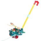 Каталка на палочке и верёвке «Весёлый самолётик», цвета МИКС - фото 22016748