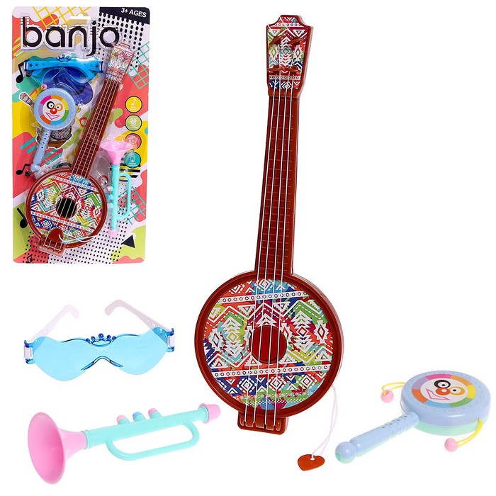 Набор музыкальных инструментов «Банджо», 4 предмета, цвета МИКС - Фото 1