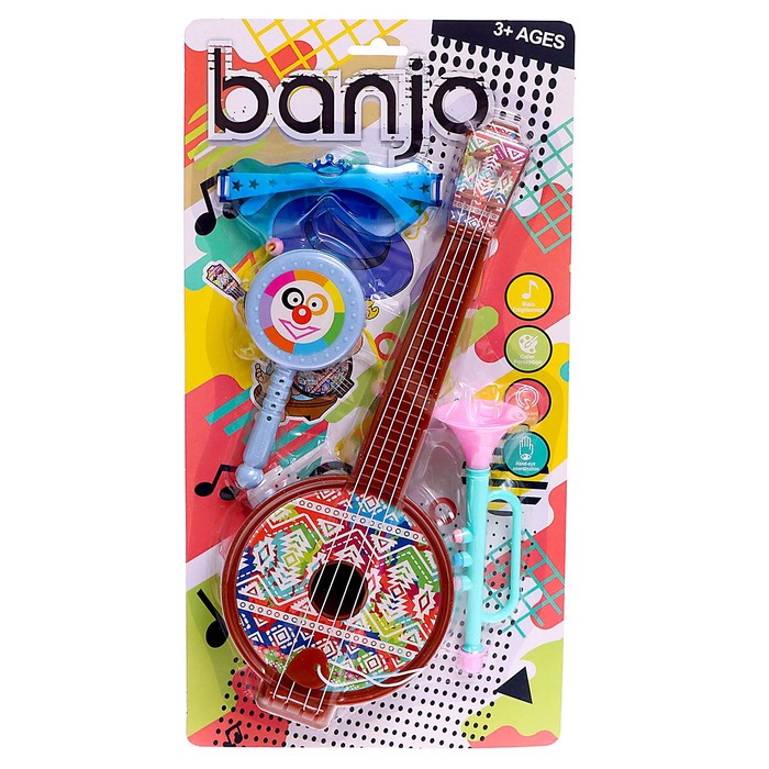 Набор музыкальных инструментов «Банджо», 4 предмета, цвета МИКС - фото 1892948106