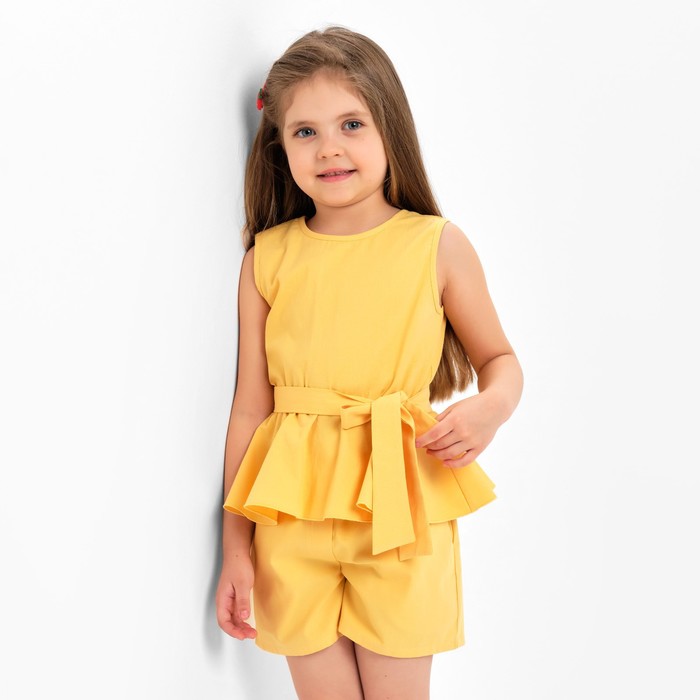 Комплект для девочки (майка и шорты) KAFTAN, размер 32 (110-116 см), жёлтый - Фото 1