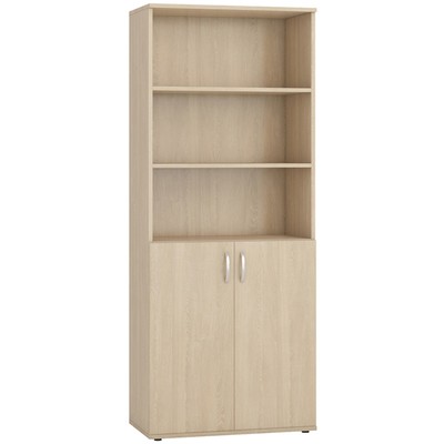 Шкаф прямой двухстворчатый для документов, с открытыми полками, 804×423×1980 мм, цвет дуб сонома