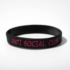 Силиконовый браслет Anti social club, цвет чёрно-розовый - Фото 1