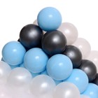 Набор шаров 100 штук, цвета: светло-голубой, серебро, белый перламутр, прозрачный, диаметр шара — 7,5 см - фото 9735604