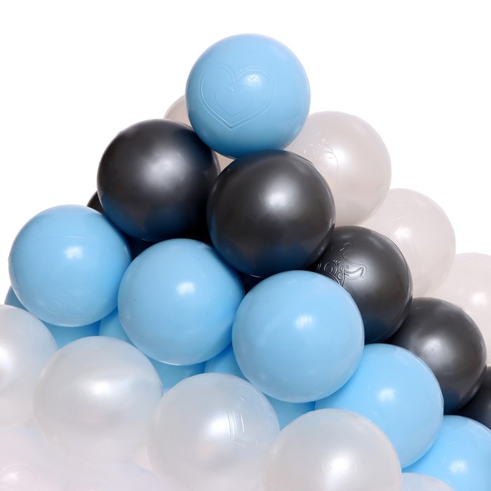 Набор шаров 100 штук, цвета: светло-голубой, серебро, белый перламутр, прозрачный, диаметр шара — 7,5 см - фото 1887028453