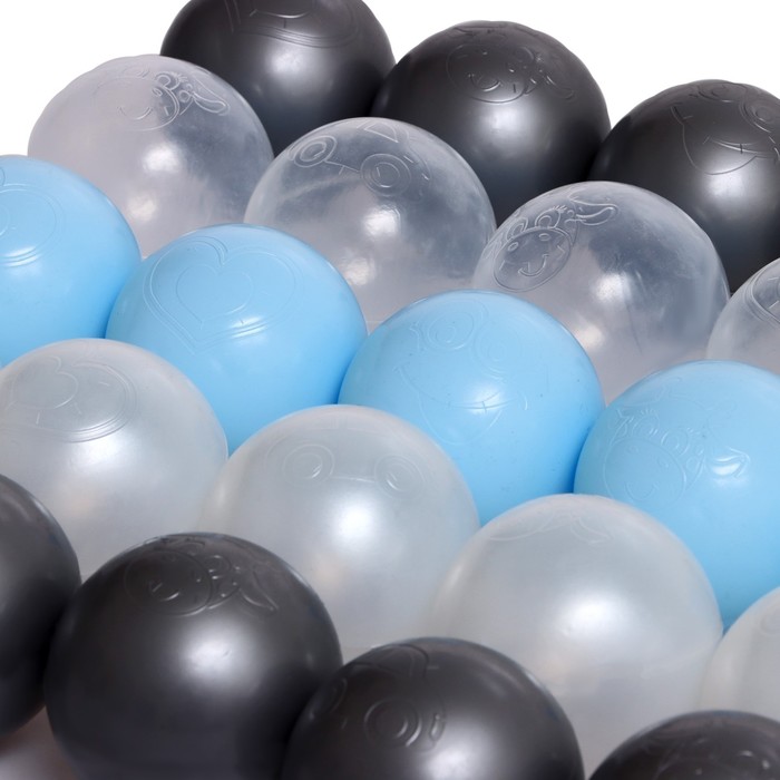 Набор шаров 100 штук, цвета: светло-голубой, серебро, белый перламутр, прозрачный, диаметр шара — 7,5 см - фото 1887028454