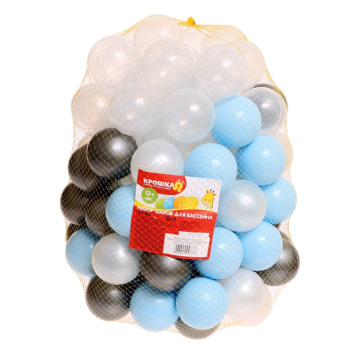Набор шаров 100 штук, цвета: светло-голубой, серебро, белый перламутр, прозрачный, диаметр шара — 7,5 см - фото 1887028456