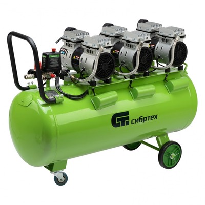 Компрессор «Сибртех» МБ 2250/100, 2.25 кВт, 400 л/мин, 100 л, безмасляный, 70 дБ