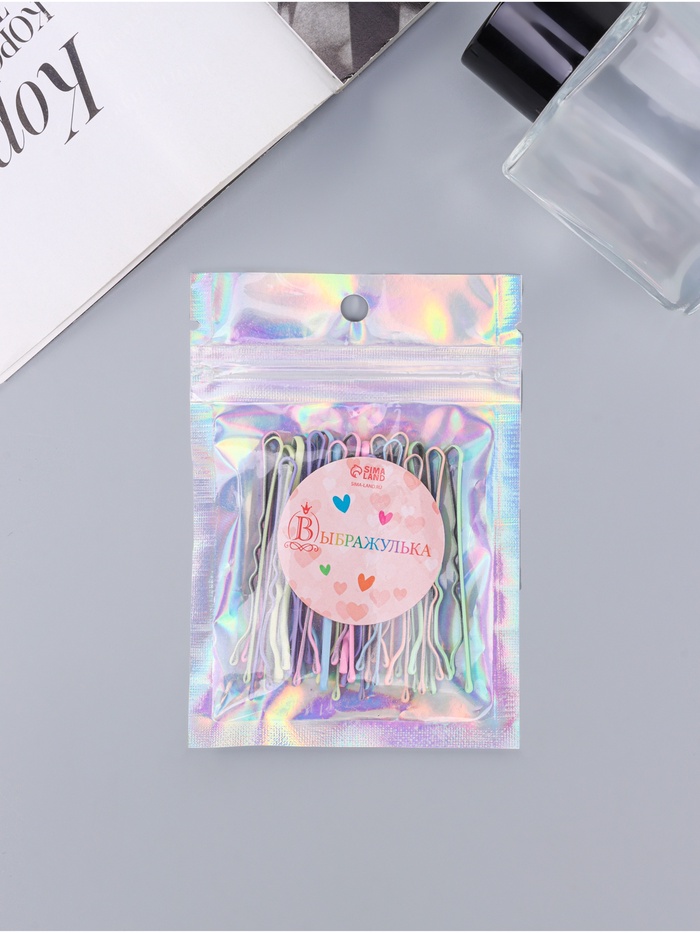 Невидимки для волос «Классика люкс», набор 24 шт., 5 см, яркие - Фото 1