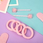 Набор для волос "Сандра" (4 резинки, 2 невидимки 5,5 см) куб, розовый (комплект 6 шт) - фото 22017556