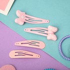 Набор для волос "Оливия" (6 резинок, 4 невидимки 4,5 см) розовый бантик горох (комплект 6 шт) - фото 22017563