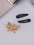 Набор для волос «Лиора», 6 резинок, 3 невидимки 4,5 и 6 см, бабочки, чёрно-золотой, МИКС (комплект 6 шт) - фото 47643286