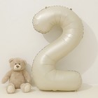 Шар фольгированный 40" Цифра 2, цвет «Взбитые сливки» - Фото 3