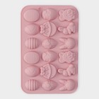 Форма силиконовая для кондитерских украшений Доляна «Пасхальные кролики», 19×12,5×1 см, 18 ячеек, цвет розовый - Фото 2