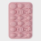 Форма для шоколада Доляна «Пасхальные кролики», силикон, 19×12.5×1 см, 18 ячеек, розовая - Фото 2