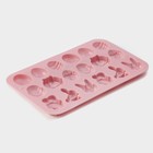 Форма силиконовая для кондитерских украшений Доляна «Пасхальные кролики», 19×12,5×1 см, 18 ячеек, цвет розовый - Фото 3