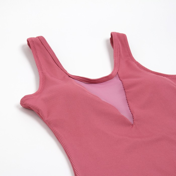 Купальник женский слитный в рубчик MINAKU однотонный цвет розовый, размер 48