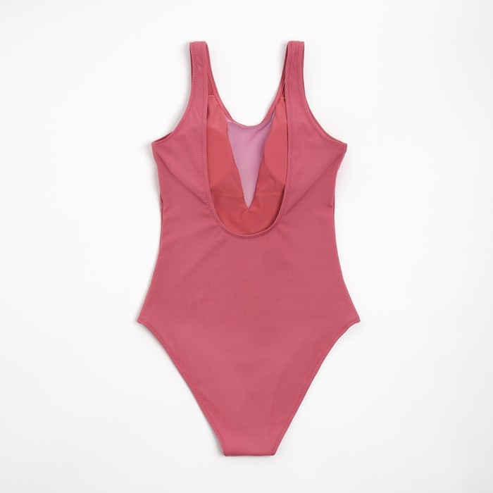 Купальник женский слитный в рубчик MINAKU однотонный цвет розовый, размер 48