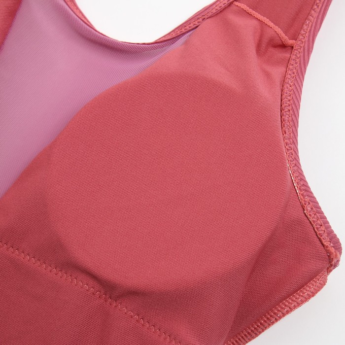 Купальник женский слитный в рубчик MINAKU однотонный цвет розовый, размер 48