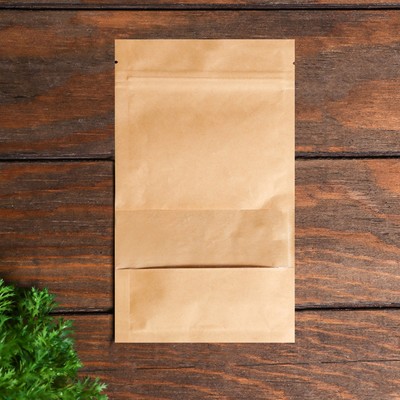 Пакет Zip - lock Крафт с прямоугольным окном, плоский, 12×20 см