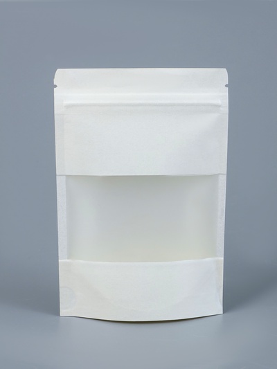 Пакет Zip-lock Крафт, белый, с прямоугольным окном 10×15 см