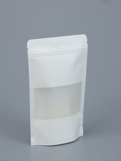 Пакет Zip-lock Крафт, белый, с прямоугольным окном, 12×20 см