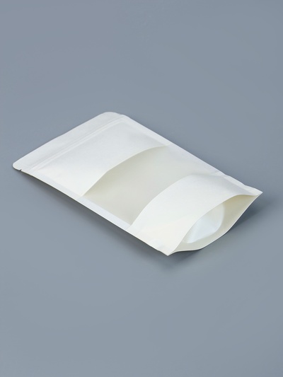 Пакет Zip-lock Крафт, белый, с прямоугольным окном, 12×20 см