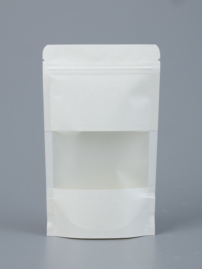 Пакет Zip-lock Крафт, белый, с прямоугольным окном, 12×20 см