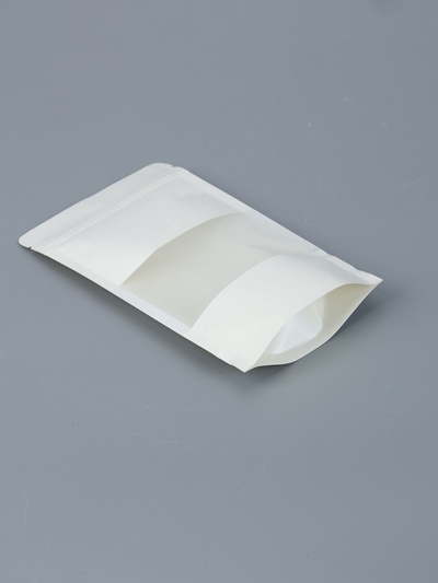 Пакет Zip-lock Крафт, белый, с прямоугольным окном, 12×20 см