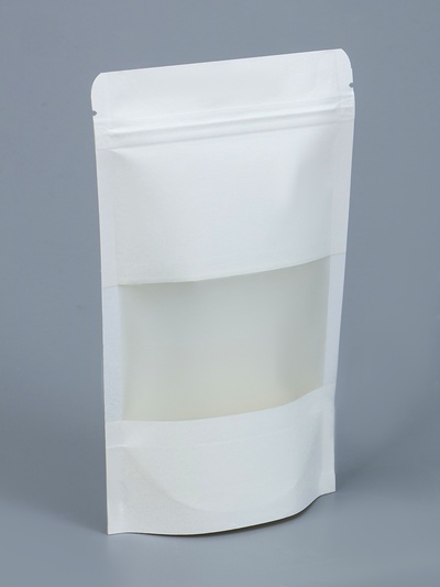 Пакет Zip-lock Крафт, белый, с прямоугольным окном, 12×20 см