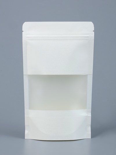 Пакет Zip-lock Крафт, белый, с прямоугольным окном, 12×20 см