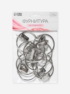 Набор для штор, кольцо разъёмное, d=52/58 мм, 10 шт., зажим, 33×11 мм, 10 шт., цвет серебряный - Фото 4