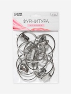 Набор для штор, кольцо разъёмное, d=52/58 мм, 10 шт., зажим, 33×11 мм, 10 шт., цвет серебряный - Фото 5