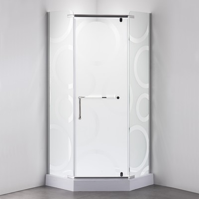 Душевое ограждение Comforty 31NR, матовое стекло с рисунком круги, 90×90×197.5 см