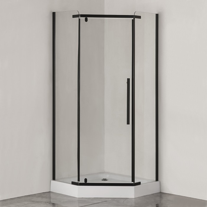 Душевое ограждение Comforty 31NB, прозрачное стекло, черный профиль, 90х90х200 см