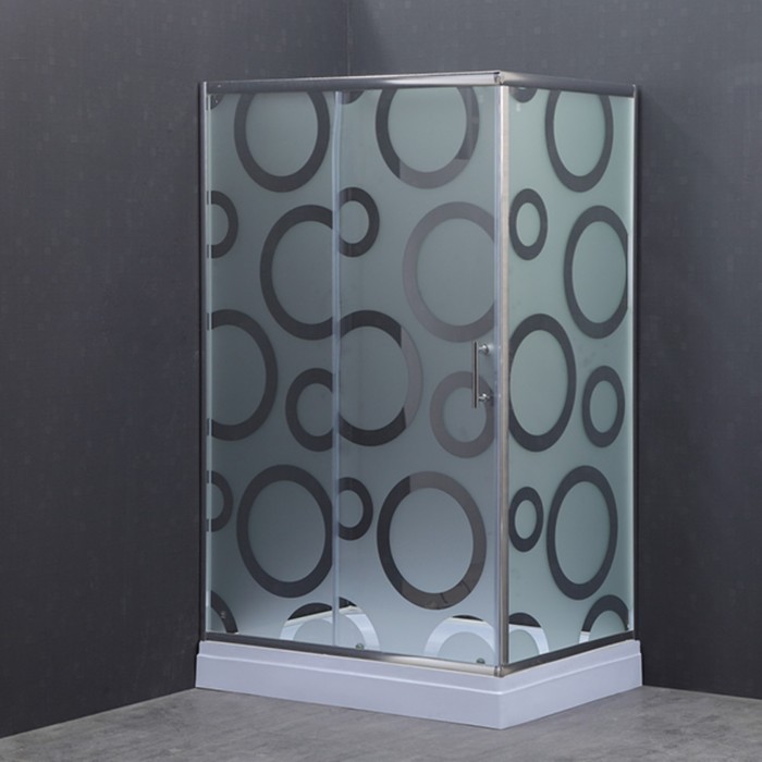 Душевое ограждение Comforty 33R, матовое стекло с рисунком круги, 120х80х192,5 см