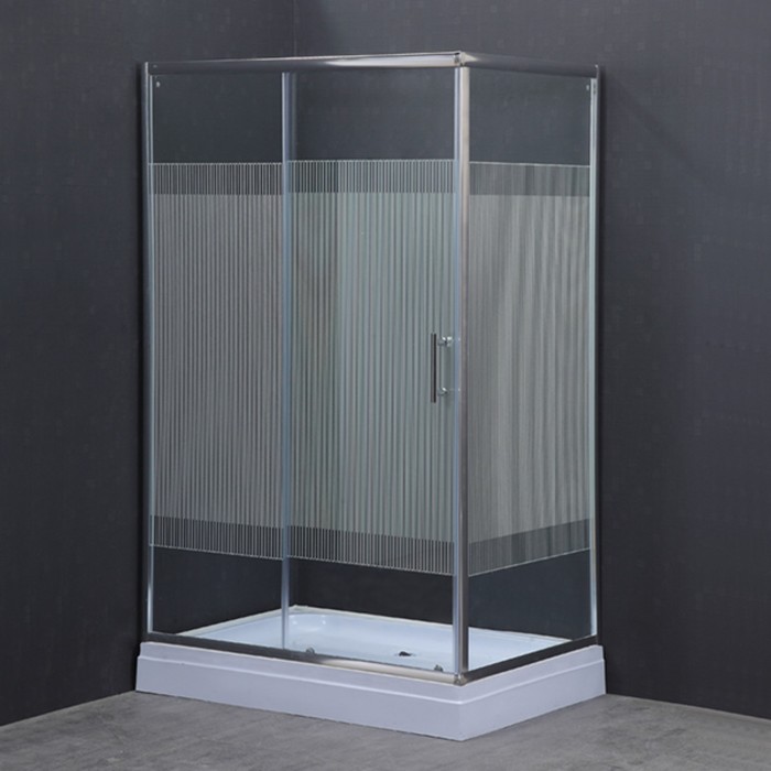 Душевое ограждение Comforty 33V, прозрачное стекло с рисунком линии, 120х80х192,5 см