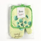 Кухонный набор 2 предмета Доляна "Tropical" цвет зелёный: прихватка 17х17 см, варежка 25х16 см, 100% п/э 9241955