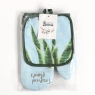 Кухонный набор 2 предмета Доляна "Tropical" цвет голубой: прихватка 17х17 см, варежка 25х16 см, 100% п/э 9241958