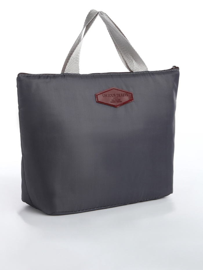 Термосумка на молнии, объём 3.8 л, серая - Фото 1