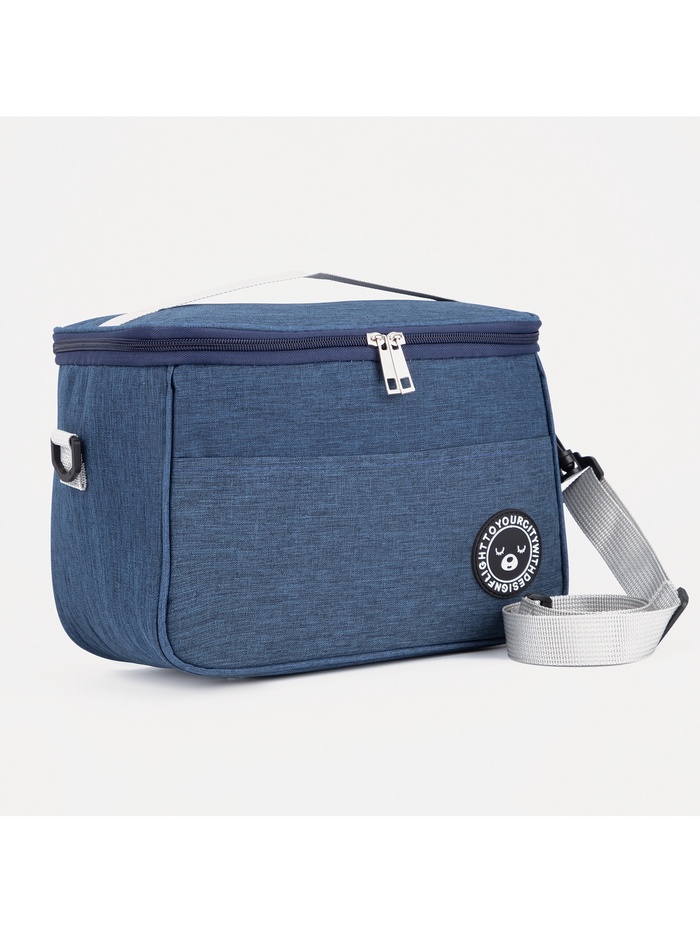 Термосумка на молнии, объём 8 л, наружный карман, регулируемый ремень, синяя - Фото 1