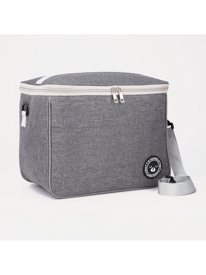 Термосумка на молнии, объём 12.5 л, наружный карман, регулируемый ремень, серая - Фото 1