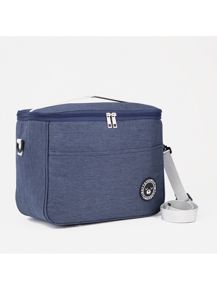 Термосумка на молнии, объём 12.5 л, наружный карман, регулируемый ремень, синяя - Фото 1