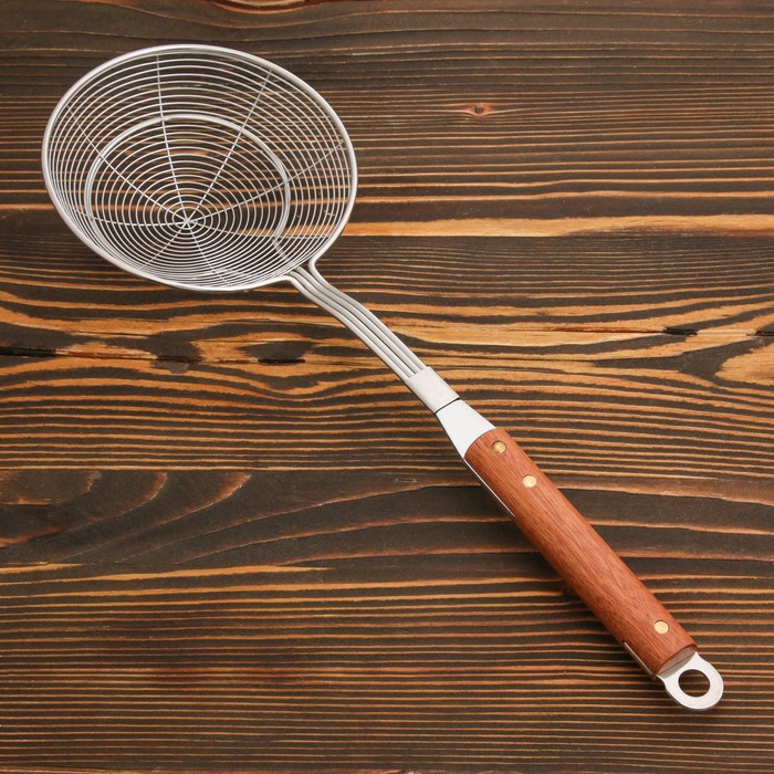 Дуршлаг-сито Шафран, d=14 см, с деревянной ручкой, металл - Фото 1