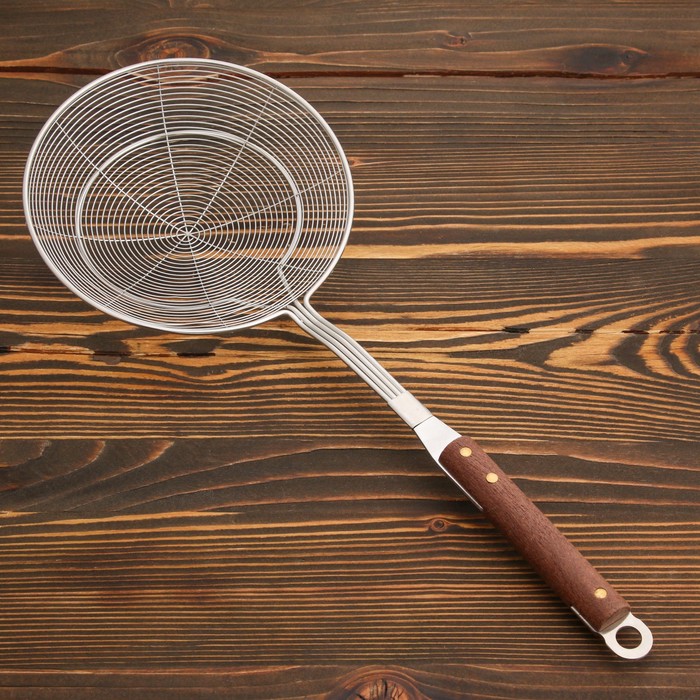Дуршлаг-сито Шафран, d=18 см, с деревянной ручкой, металл - Фото 1