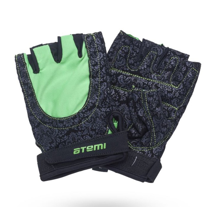 Перчатки для фитнеса Atemi AFG06GNL, черно-зеленые, размер L - Фото 1