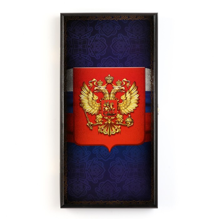 Нарды деревянные большие, настольная игра "Герб", 40 x 40 см, с полем для игры в шашки - Фото 1