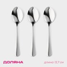 Набор ложек чайных из нержавеющей стали Доляна, длина 13.7 см, толщина 2 мм, 410 сталь, 3 шт. - Фото 1