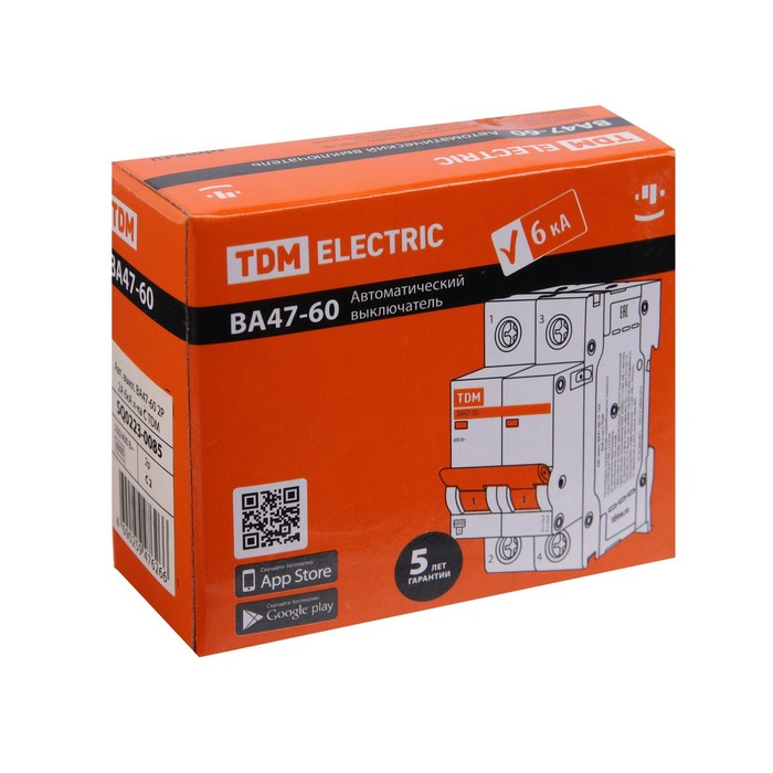Выключатель автоматический TDM ВА47-60, 2п, 2 А, 6 кА, C, SQ0223-0085 - фото 18563335 Выключатель автоматический TDM ВА47-60, 2п, 2 А, 6 кА, C, SQ0223-0085 - фото 18563335