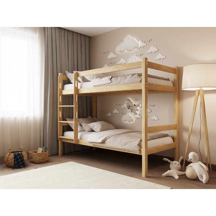 Двухъярусная кровать «Мартина», 700 × 1900 мм, массив, без покрытия, цвет сосна