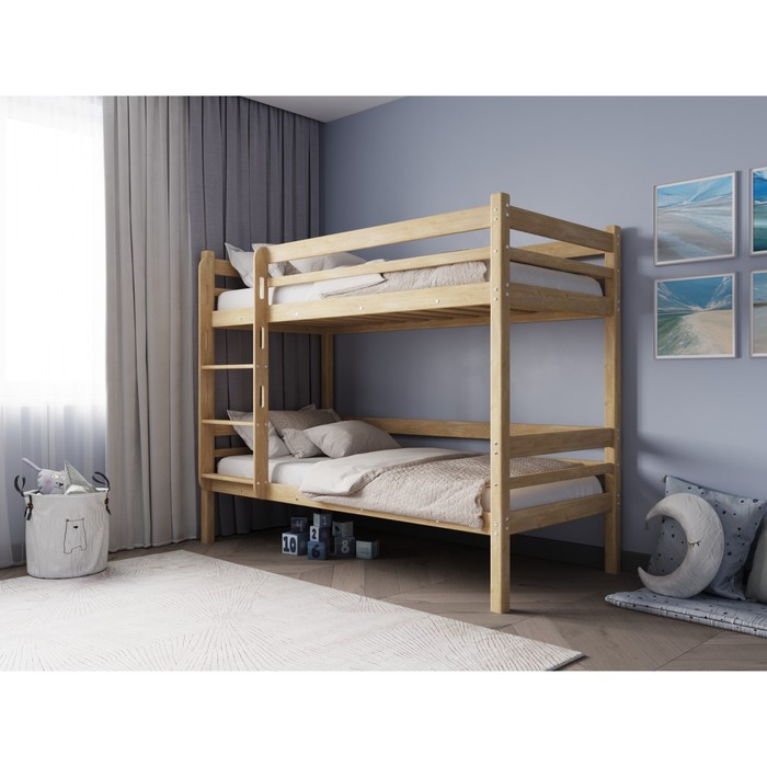 Двухъярусная кровать «Фабиа», 700 × 1600 мм, массив, без покрытия, цвет сосна